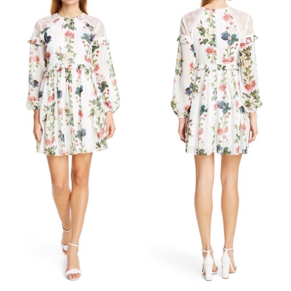 Ted Baker Maryam Ruffle Long Sleeve Dress Ted Size 1 US4